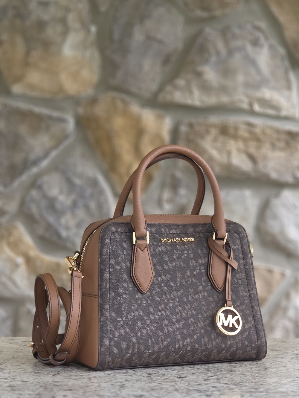 Michael Kors Ayden Logo Medium Brown Satchel